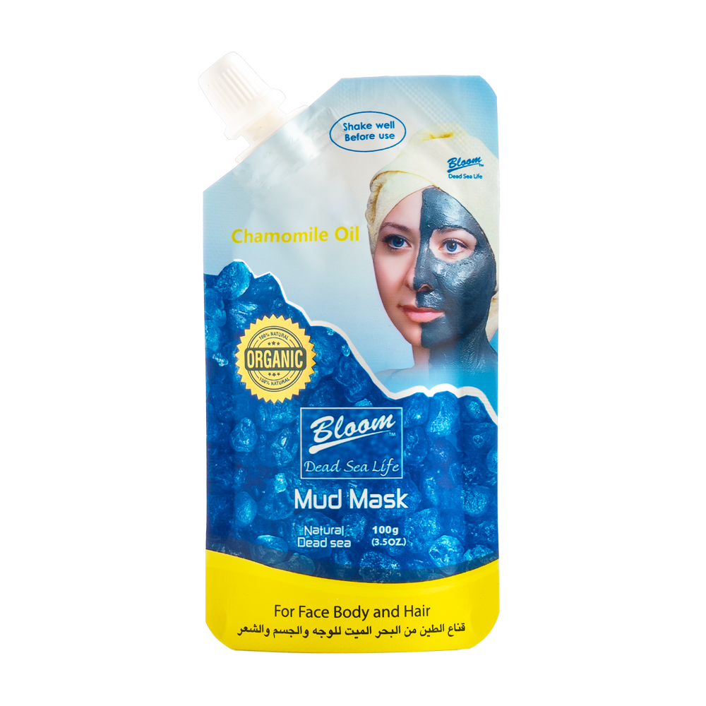 Bloom Dead Sea Mud Mask with Chamomile Oil – Enriched with Dead Sea minerals and soothing chamomile oil to purify, hydrate, and calm the skin.