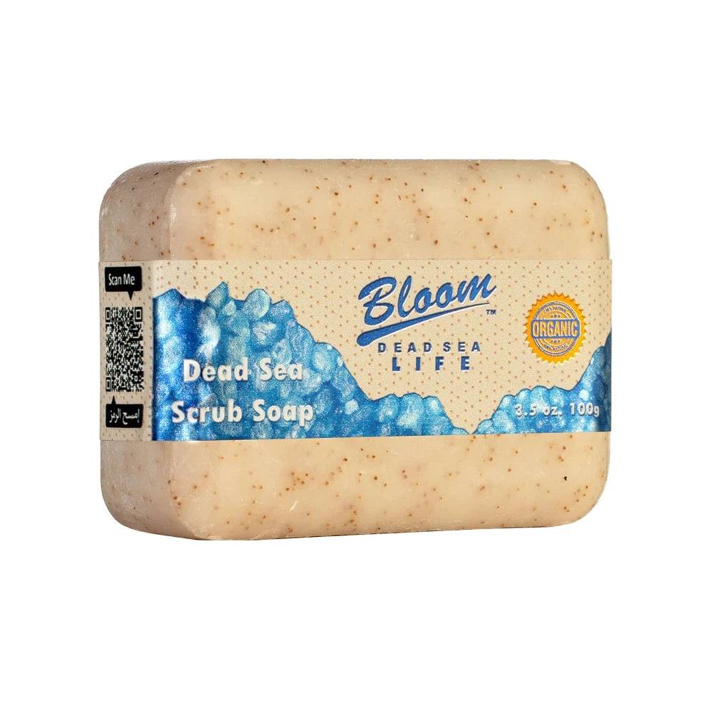 Bloom Dead Sea Scrub Soap – A mineral-rich exfoliating soap with Dead Sea salts to gently cleanse and renew your skin, leaving it smooth and refreshed.