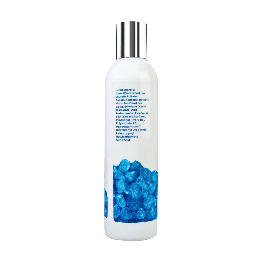 "Nourishing Bloom Dead Sea Shampoo with essential minerals, designed to enhance hair health and vitality."