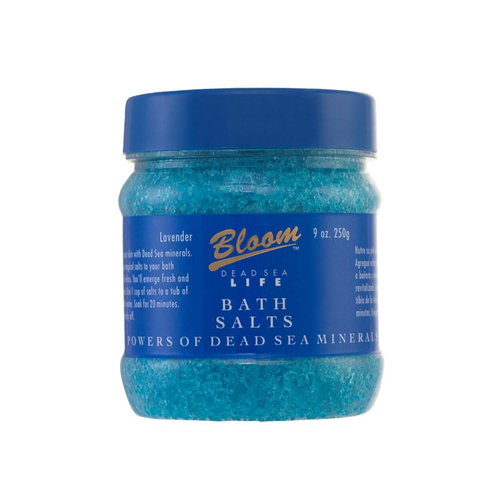 Blue Lavender Dead Sea Bath Salt for a luxurious bath, promoting relaxation and skin nourishment with its calming lavender essence.