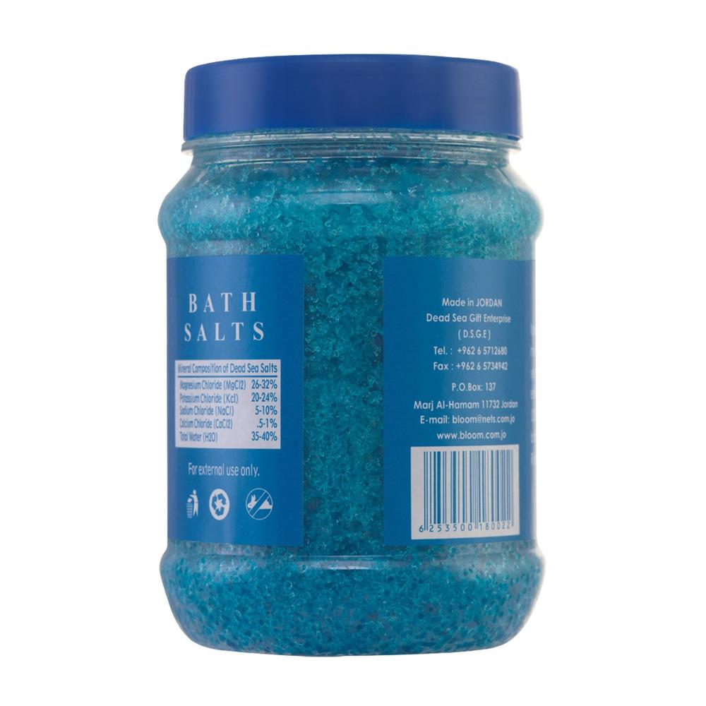 500g jar of Blue Lavender Dead Sea Bath Salt, perfect for nourishing skin and promoting relaxation with its calming lavender scent.