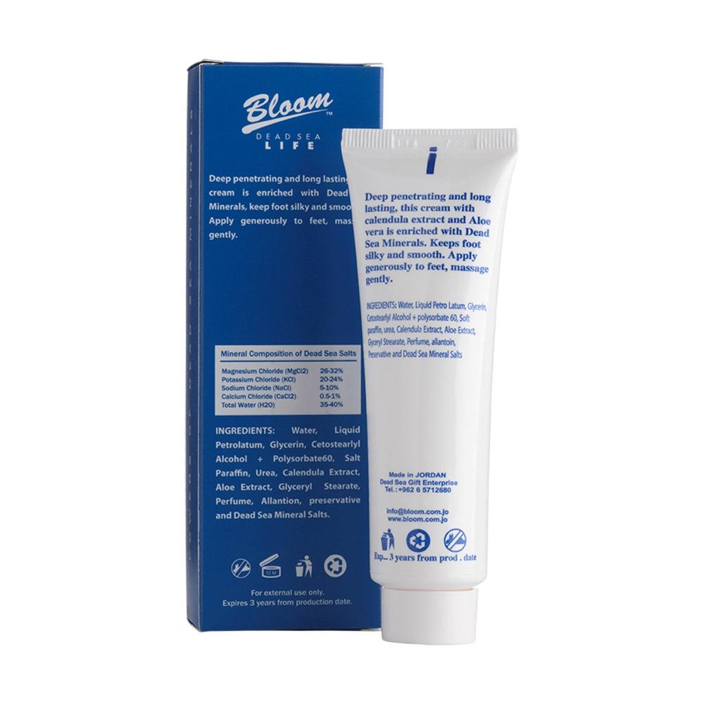 Bloom Dead Sea Foot Cream – A rich and revitalizing formula that restores softness and comfort to tired, overworked feet with natural minerals.