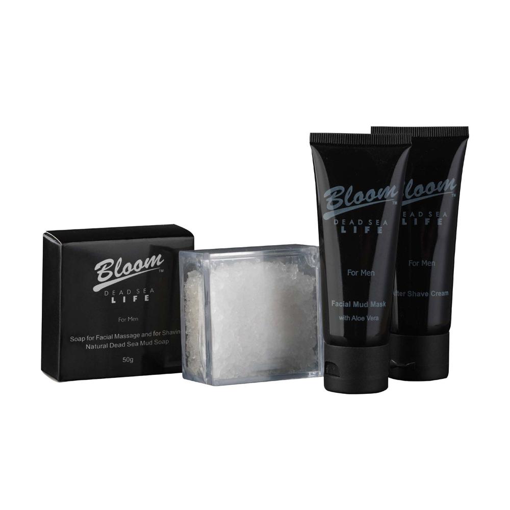 Bloom Dead Sea Men Kit – Luxury skincare for men with Mud Mask, After Shave Cream, and Mud Soap